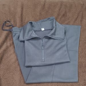Gray Quarter-Zip Pullover and Pants Set